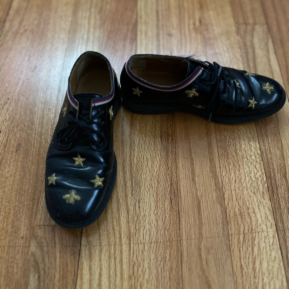 Gucci Speedy Bee Web Vitello Dress Shoes kid